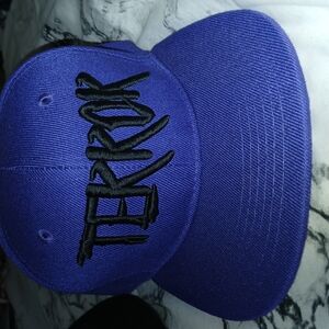 Blue Snapback Cap with Black Embroidery